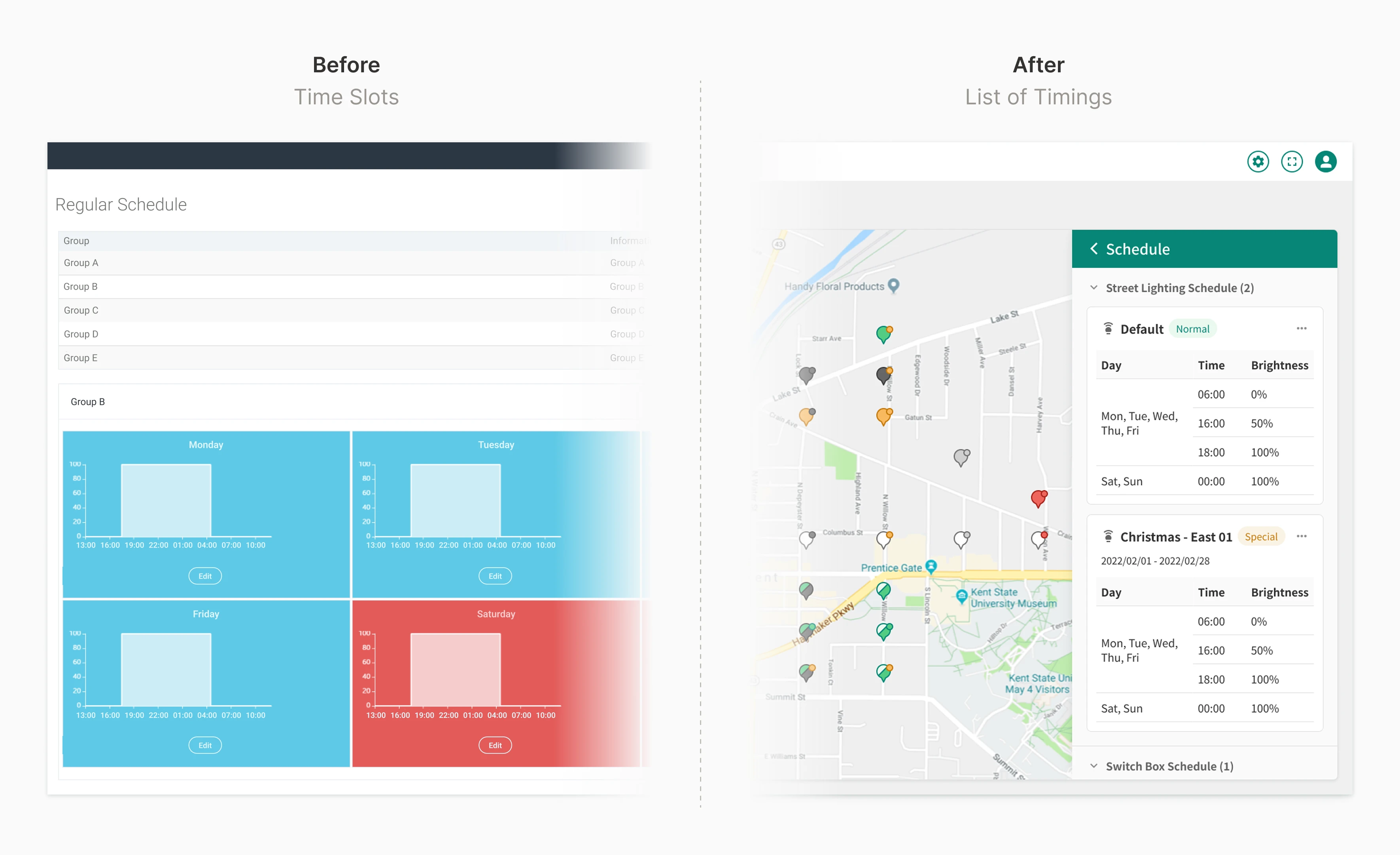 New timing-based schedule interface